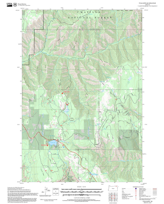 2025 Forest Service Topo Map of Tollgate Oregon