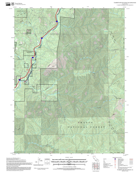 2025 Forest Service Topo Map of Tombstone Mountain California