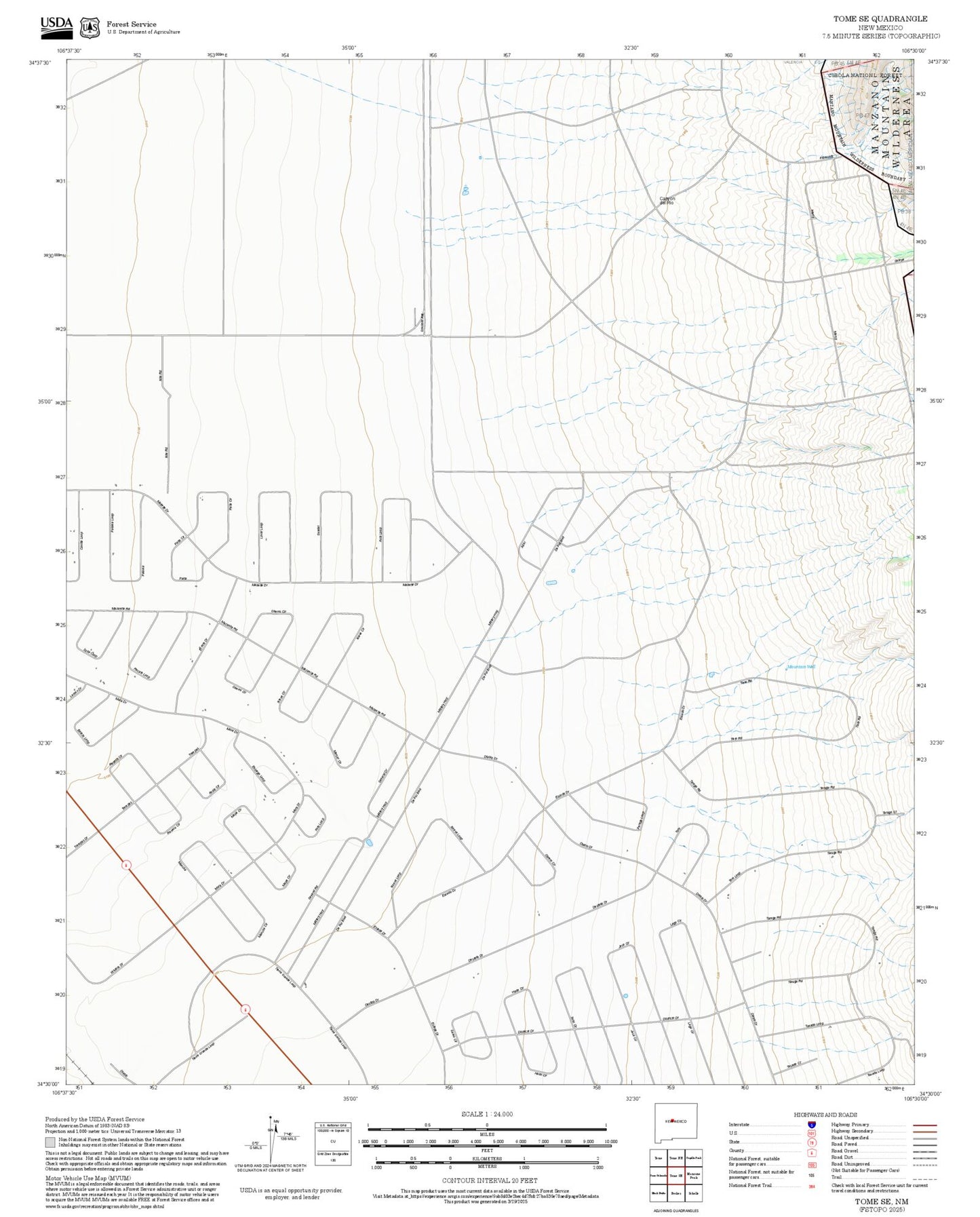 2025 Forest Service Topo Map of Tome SE New Mexico