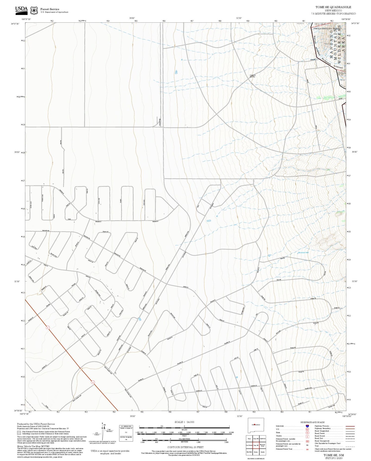 2025 Forest Service Topo Map of Tome SE New Mexico