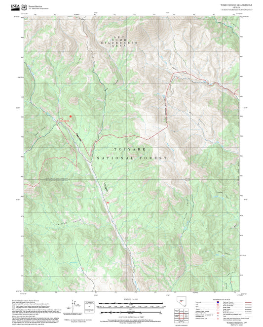 2025 Forest Service Topo Map of Toms Canyon Nevada
