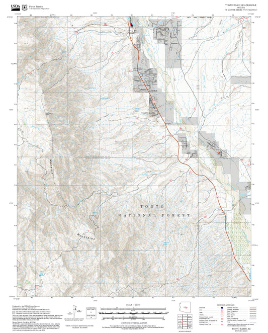 2025 Forest Service Topo Map of Tonto Basin Arizona