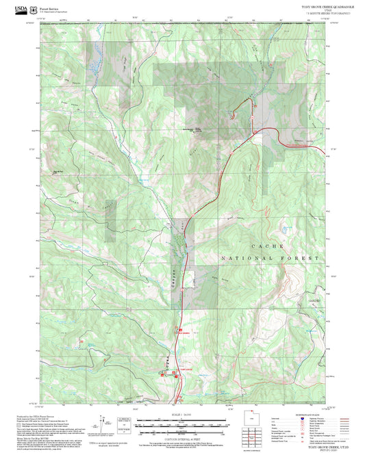 2025 Forest Service Topo Map of Tony Grove Creek Utah