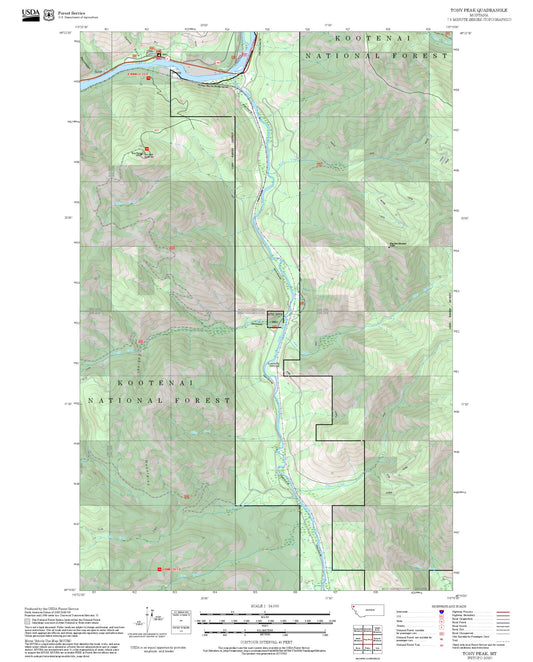 2025 Forest Service Topo Map of Tony Peak Montana