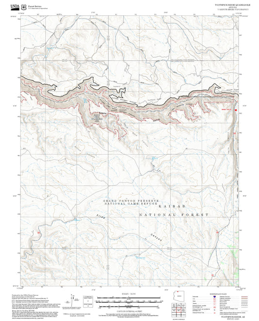 2025 Forest Service Topo Map of Toothpick Ridge Arizona