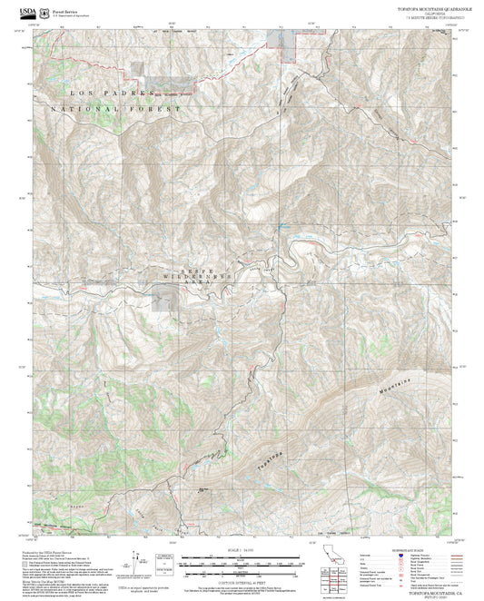 2025 Forest Service Topo Map of Topatopa Mountains California