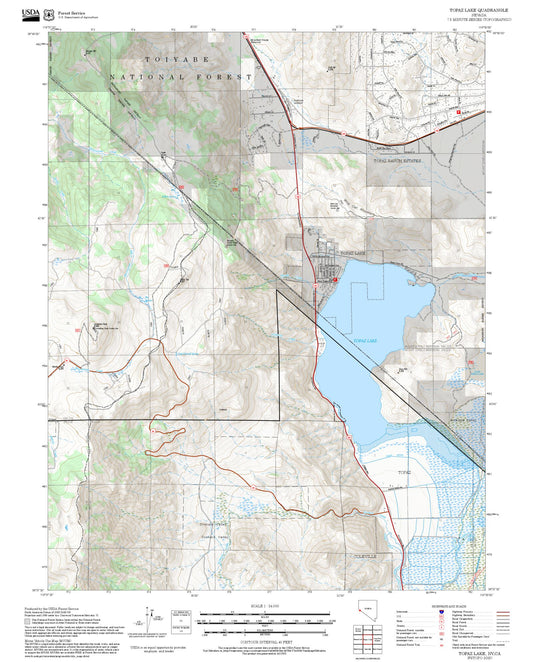 2025 Forest Service Topo Map of Topaz Lake Nevada