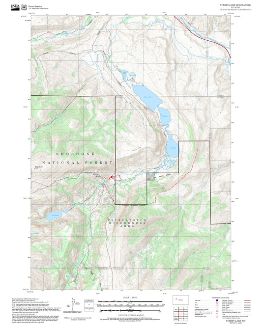 2025 Forest Service Topo Map of Torrey Lake Wyoming