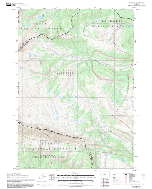 2025 Forest Service Topo Map of Tosi Peak Wyoming