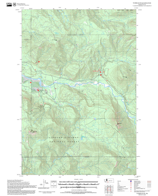 2025 Forest Service Topo Map of Tower Rock Washington