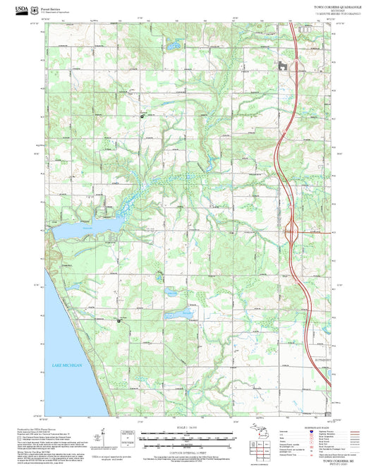 2025 Forest Service Topo Map of Town Corners Michigan