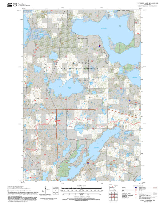 2025 Forest Service Topo Map of Town Line Lake Minnesota