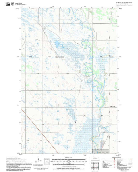2025 Forest Service Topo Map of Towner NW North Dakota