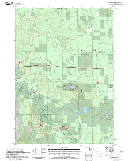 2025 Forest Service Topo Map of Townsend Lake Michigan