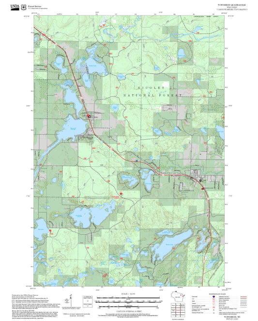 2025 Forest Service Topo Map of Townsend Wisconsin
