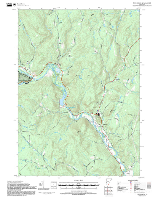2025 Forest Service Topo Map of Townshend Vermont