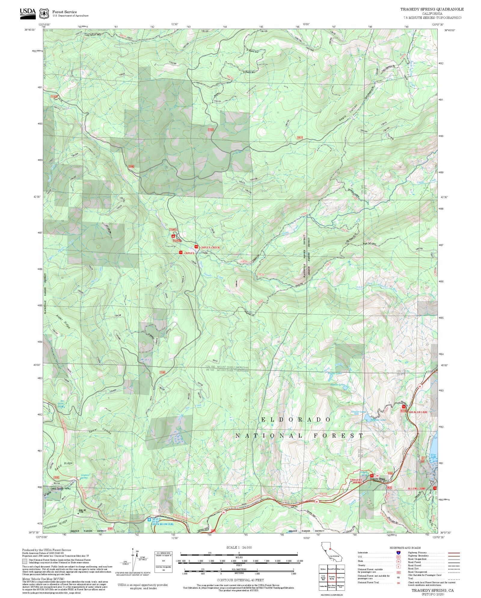 2025 Forest Service Topo Map of Tragedy Spring California – MyTopo Map ...