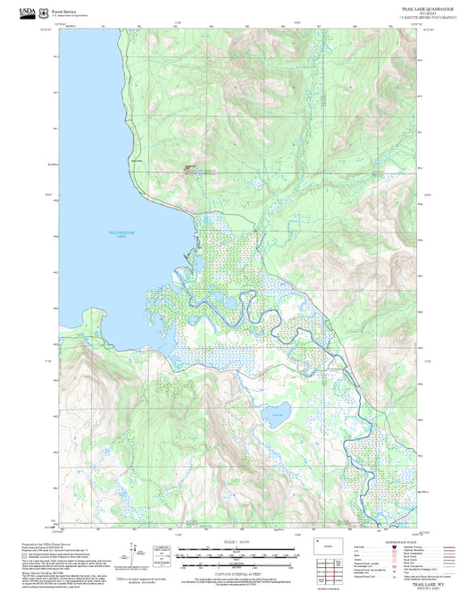 2025 Forest Service Topo Map of Trail Lake Wyoming