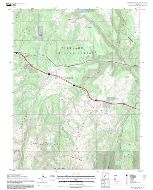 2025 Forest Service Topo Map of Trail Mountain Utah