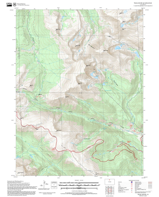 2025 Forest Service Topo Map of Trail Ridge Colorado