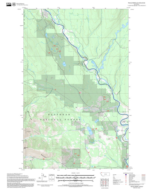 2025 Forest Service Topo Map of Trailcreek Montana