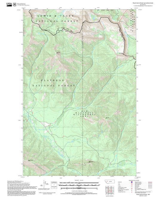 2025 Forest Service Topo Map of Trap Mountain Montana