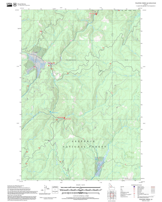 2025 Forest Service Topo Map of Trapper Creek Idaho