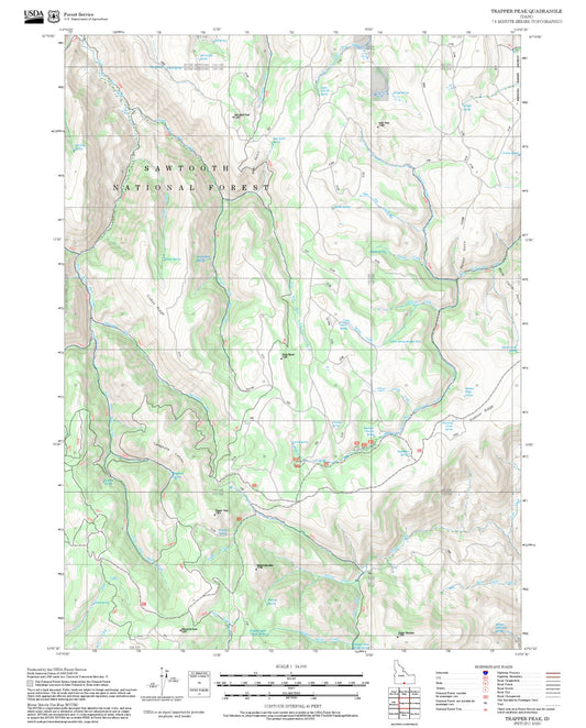 2025 Forest Service Topo Map of Trapper Peak Idaho