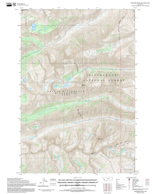 2025 Forest Service Topo Map of Trapper Peak Montana