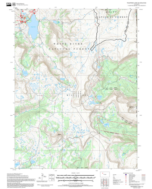 2025 Forest Service Topo Map of Trappers Lake Colorado