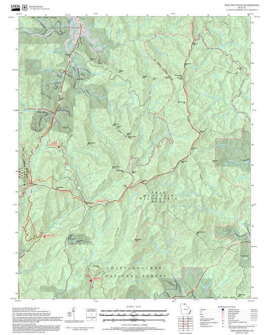 2025 Forest Service Topo Map of Tray Mountain Georgia