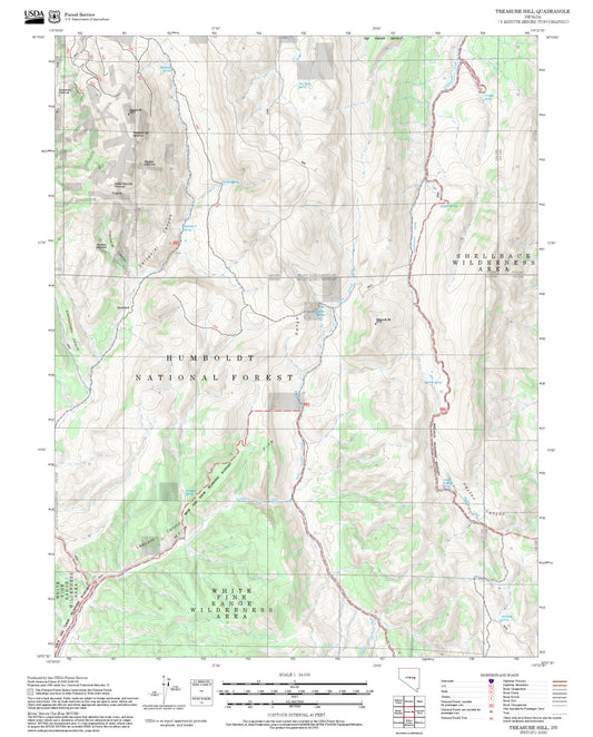 2025 Forest Service Topo Map of Treasure Hill Nevada
