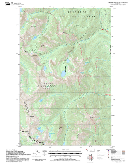 2025 Forest Service Topo Map of Treasure Mountain Montana