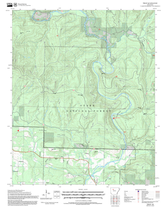 2025 Forest Service Topo Map of Treat Arkansas