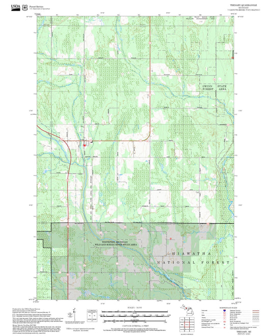 2025 Forest Service Topo Map of Trenary Michigan