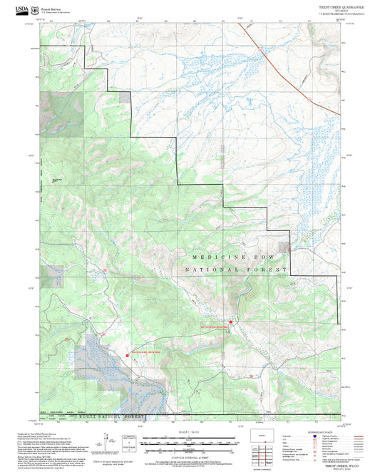 2025 Forest Service Topo Map of Trent Creek Wyoming