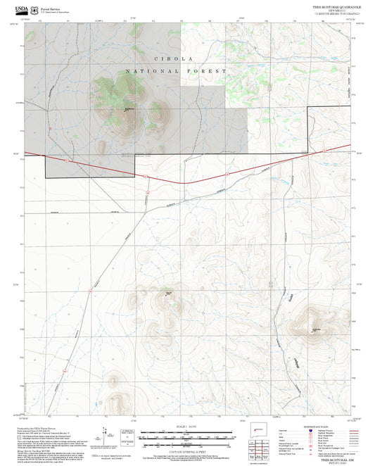 2025 Forest Service Topo Map of Tres Montosas New Mexico