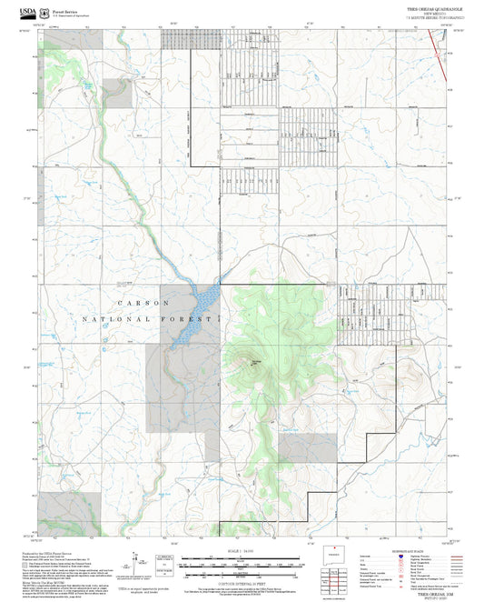2025 Forest Service Topo Map of Tres Orejas New Mexico