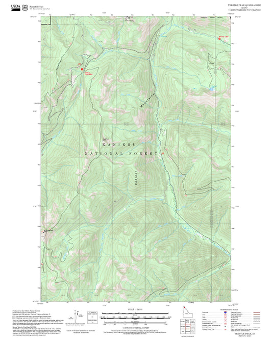 2025 Forest Service Topo Map of Trestle Peak Idaho