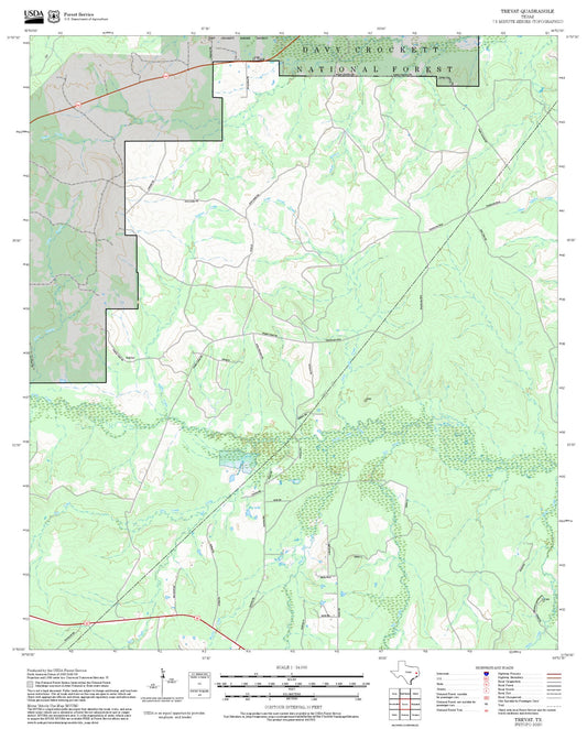 2025 Forest Service Topo Map of Trevat Texas