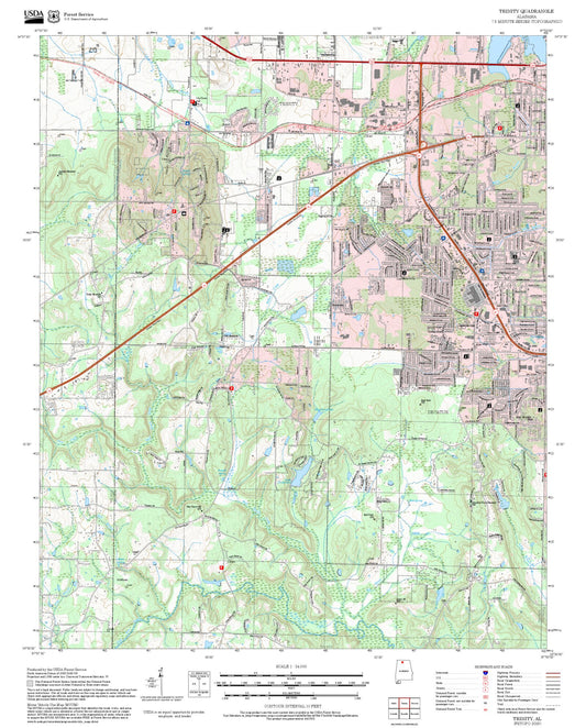 2025 Forest Service Topo Map of Trinity Alabama