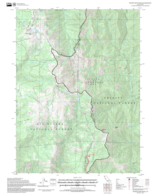 2025 Forest Service Topo Map of Trinity Mountain California