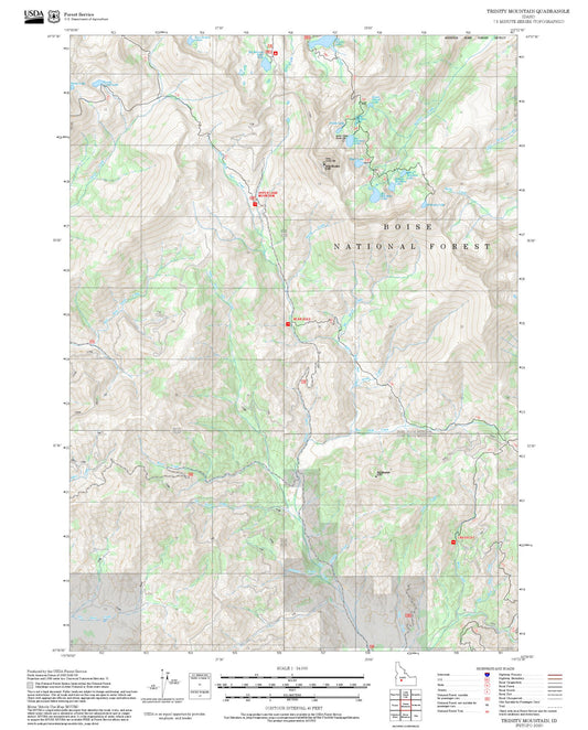 2025 Forest Service Topo Map of Trinity Mountain Idaho