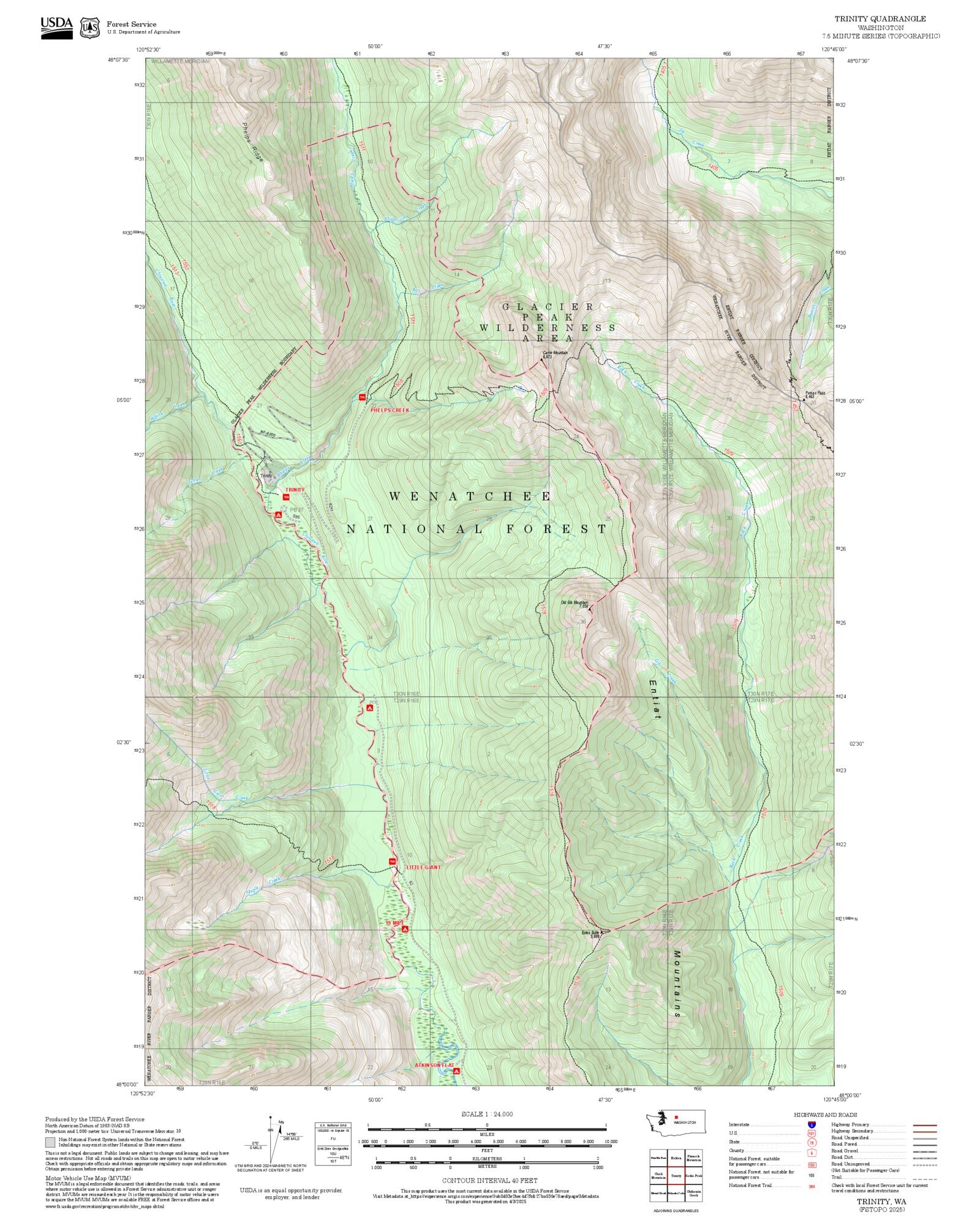 2025 Forest Service Topo Map of Trinity Washington – MyTopo Map Store