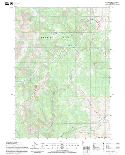 2025 Forest Service Topo Map of Tripod Peak Wyoming