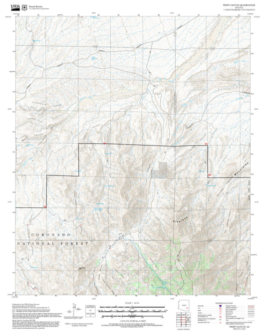2025 Forest Service Topo Map of Tripp Canyon Arizona