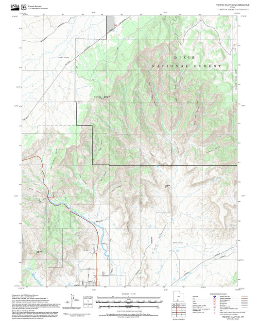 2025 Forest Service Topo Map of Tropic Canyon Utah