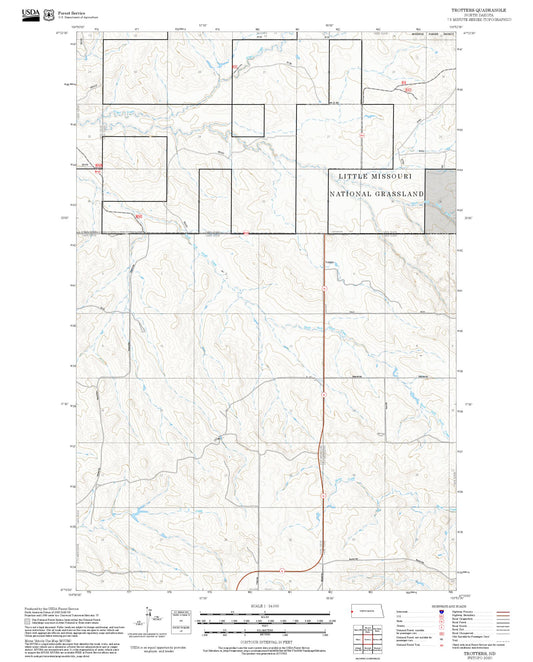 2025 Forest Service Topo Map of Trotters North Dakota