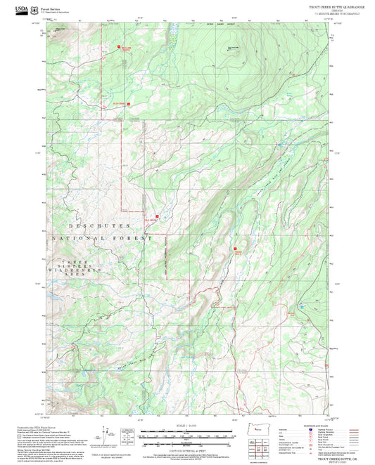 2025 Forest Service Topo Map of Trout Creek Butte Oregon