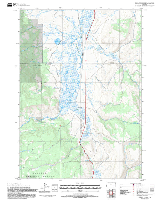 2025 Forest Service Topo Map of Trout Creek Oregon